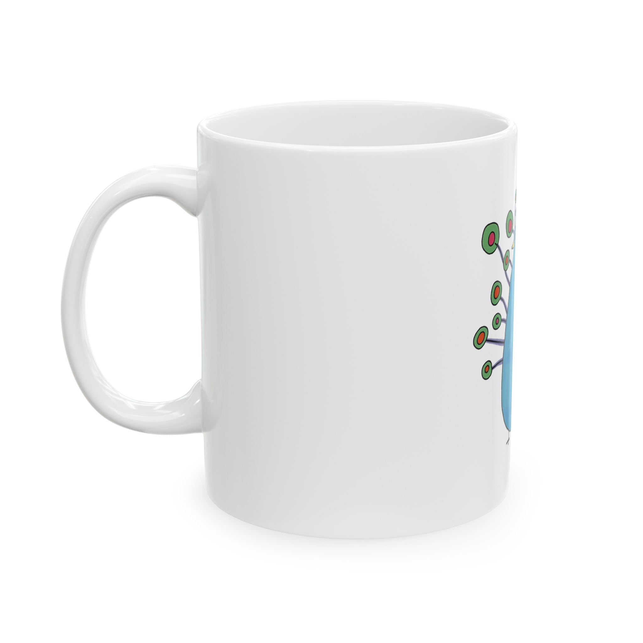 Peacock Ceramic Mug | Colorful Mug for Bird Lovers
