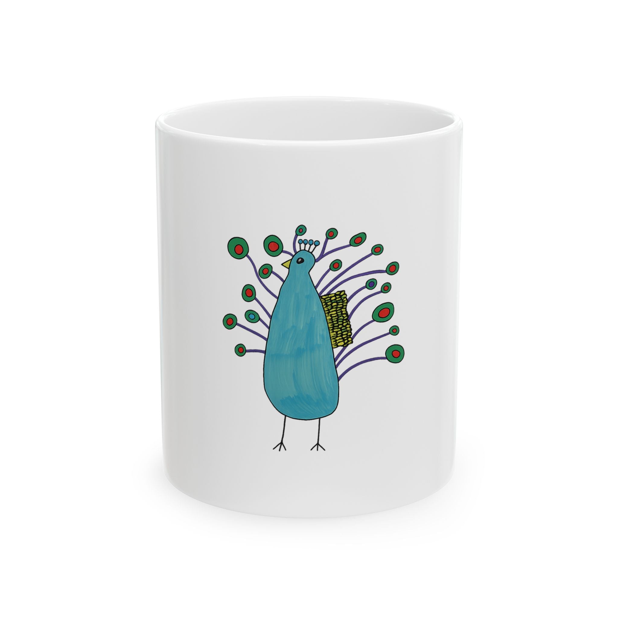 Peacock Mug, Cute Kids Mug, Birthday Gift, Nature Lover
