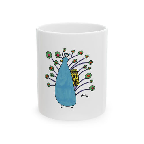 Peacock Ceramic Mug | Colorful Mug for Bird Lovers